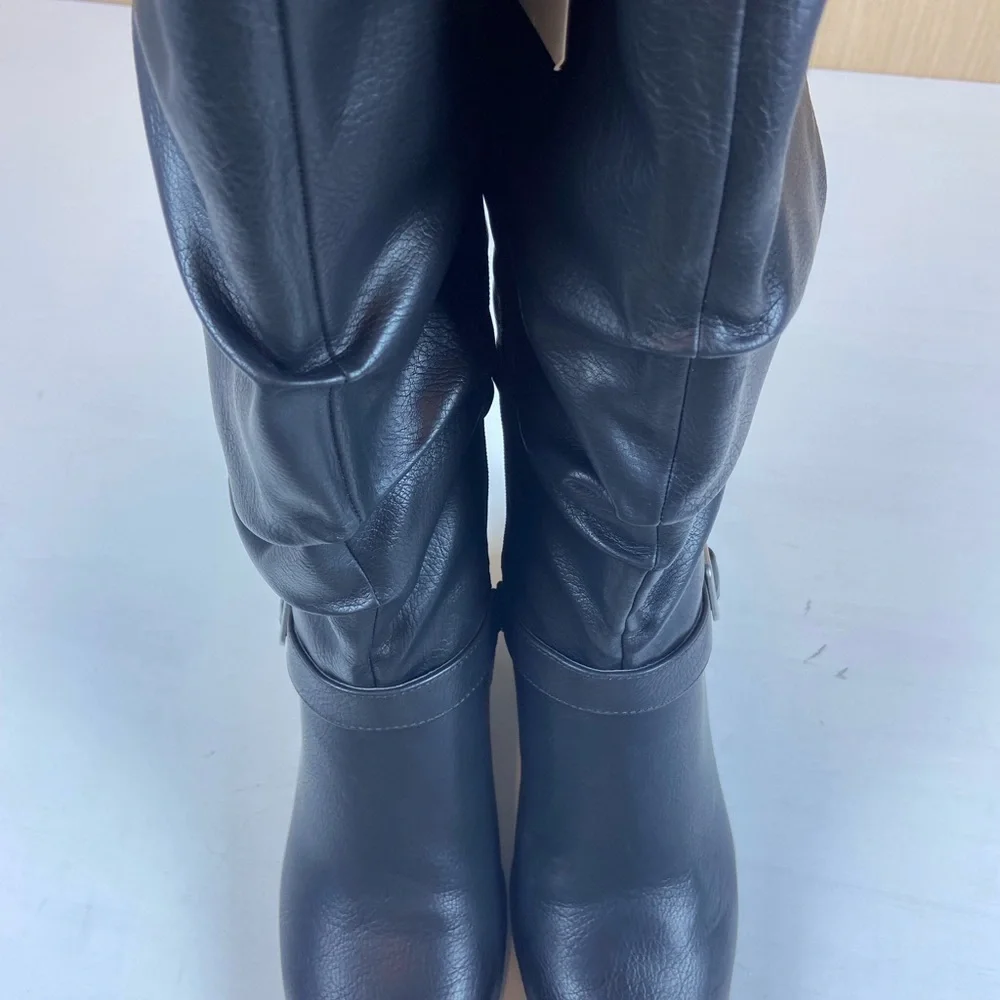 Soul Naturalizer Frost Wide Calf Black Knee High Boots 8.5W Block Heel NEW